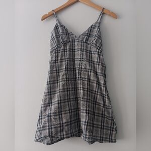 Rusty Gray Muliticolored Plaid Cotton Mini Casual Summer Party Sundress XS